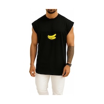 Bahriyeli Collection Oversize Dolce Banana Göğüs Baskılı Atlet Siyah