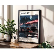 Dodge Charger R/t Ahşap Çerçeveli Poster Tablo Muscle Car İkonu