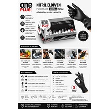 One Plus Nitril Eldiven Pudrasız Small Siyah 100'lü Paket