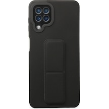 Samsung Uyumlu Galaxy A22 Kılıf Mega Standlı Silikon Siyah/