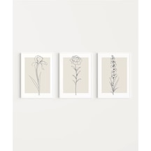 Çerçevesiz Poster Sade Çiçek Sanatı 3'lü