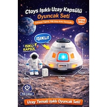 Ctoys Işıklı Uzay Kapsülü Oyuncak Seti Astronot Figürlü, Pilli Uzay Aracı Oyuncak 3+ Yaş