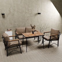 Mb Garden Furnıture Simetri Model, Balkon, Bahçe, Cafe, Metal Koltuk Takımı,bahçe Takımı,çay Seti, 2+1+1+masalı Süngerli Cappuccino