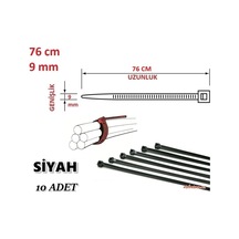 10 Adet Pemsan 76Cm X 9Mm Plastik Cırt Kelepçe Kablo Bağı S