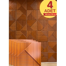 1m² 50cmx50cm 4 Adet Kahverengi 3d Abs Pvc Çizgili Desenli Dayanıklı Duvar Paneli Silinebilir