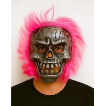 Mey İthalat Wild Skull - Gümüş Kafatası Pembe Saçlı İskelet Maske