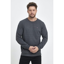 MMetalic Erkek Antrasit Bisiklet Yaka Nakış Detaylı Regular Fit Sweatshirt 001