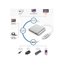 Cf01 Macbook Uyumlu 4k Full Hd 1080p Type C To 3 Portlu Hdmı - Usb 3.0 - Pd Çevirici Hub Adaptör