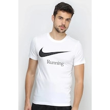 Nike Running Dri Fit Mens T-shirts Erkek Koşu Tişört Beyaz Beyaz