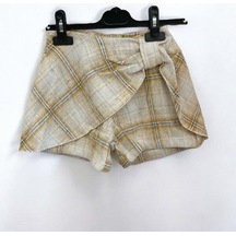 Kız Çocuk Kışlık Ekose Şort Etek-14436 Ekru