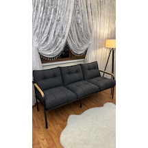 Modern Style Home Modern Levent Balkon, Bahçe, Cafe - Metal Kanepe Koltuk Takımı 3 Lü Antrasit Modernk037 Antrasit