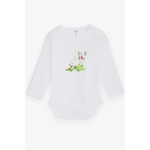 Breeze Erkek Bebek Çıtçıtlı Body Timsah Baskılı 9 Ay-3 Yaş, Beyaz-beyaz Beyaz