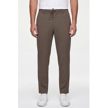 Sabri Özel Erkek Haki Normal Kesim Regular Fit Pamuklu Armürlü Bel Lastikli Jogger Pantolon