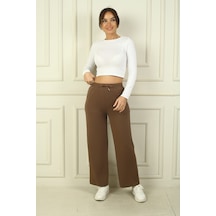 By Saygı Kadın Beli Lastikli Cepli Palazzo Oysho Pantolon Camel
