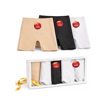 Qulat 3 Lü Kadın Lazer Kesim Boxer Siyah Beyaz Ten Karışık Dikişsiz Yüksek Bel Esnek Külot çok Renkli