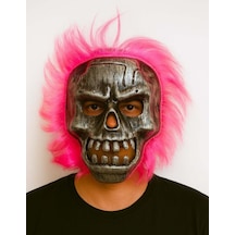 Wild Skull - Gümüş Kafatası Pembe Saçlı İskelet Maske Diğer