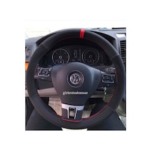 Vw Caddy Dikmeli Direksiyon Kılıfı Alkantra Karbon Kırmızı Yüzük