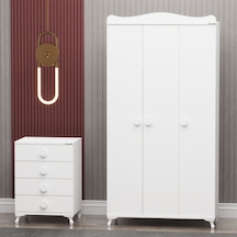 Yıldız 3 Kapaklı Dolap Ve Şifonyer- Beyaz