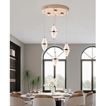 Harold 4'lü 24 Watt Yuvarlak Gold Ledli Modern Salon Avize Gold