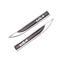 Kendinden Yapışkanlı Kia Uyumlu 3d Metal Krom Çamurluk Üstü Yan Amblem Seti 2 Adet Dekoratif Araç Çamurluk Süsü