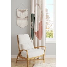 Soft Oval Desenli Süet Oturma Odası Salon Fon Perde Baskılı Ekstrafor Büzgü Tek Kanat Prd-1111 Çok Renkli