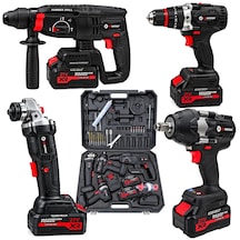 Prohummer Phm003 Blackforce Profesyonel Kömürsüz Akülü 4lü Vidalama Seti - 21v 4ah 700nm Somun Sökme, Vidalama Matkap, Kırıcı Delici Ve Avuç Taşlama
