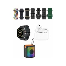 Karler Bass K28 Kombo 7 Adet Kordon Akıllı Saat Airpods Kulaklık Kablosuz Hoparlör Set - Siyah Yok
