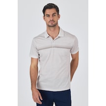 Kısa Kol Baskılı Pike Polo Yaka Cepsiz Slim Fit Tişört 1011250168 Bej
