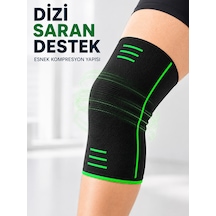 Trendexa Mey İthalat Siyah Yeşil Diz Desteği Esnek Örme Kumaşlı Spor Dizlik