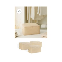 Ocean Home Textile 3'lü Küçük Boy Bej Balıksırtı Hurç Set 30 x 22 x 18 cm