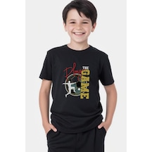 Panios Kids Play Game Baskılı Erkek Çocuk Kısa Kollu Yuvarlak Yaka T-shirt Siyah