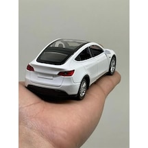 Tesla Model Y Koleksiyonluk Metal Sesli Işıklı Diest Car Oyuncak Model Araba 12 Cm - Beyaz