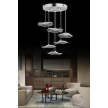 İstanbul Avize Şapka 6'lı Gümüş Üç Renk Led Lüx Modern Ledli Aviz