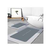 Buççin Online Mağaza Banyo Paspası Süper Su Emici Kaymaz Tabanlı Banyo Paspası Diatomit Paspas Süperemici 58x38cm Gri Çok Renkli