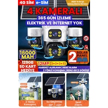 4 Kameralı Inox Modeli , 4g + E-sim, 2 Solar Panelli, Uzaktan İzleme , Hareket Takip , Alarm , Sesli Konuşma, 16000 Mah Batarya