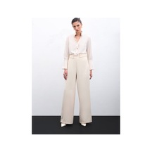 Sateen Bel Detaylı Pantolon - Bej-134205 Bej