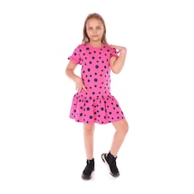 Toontoy Kız Çocuk Komple Puantiye Baskılı Elbise Fuşya