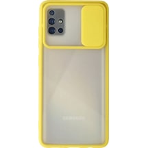 Newface Samsung Galaxy A71 Kılıf Palm Buzlu Kamera Sürgülü Silikon - Sarı