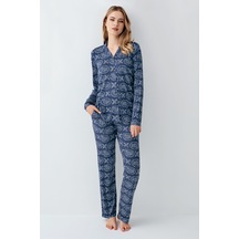 Arnetta Kadın Mavi Gömlek Pijama Ar3402-s-v1 Mavi