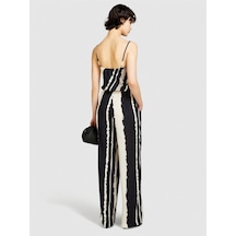 Sisley %100 Viskoz Tamamı Baskılı Asimetrik Yakalı Palazzo Tulum Kadın Turuncu Tulum - 324p4waxlt00ı