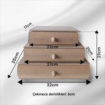 Ahşap-boyanabilir-3 Çekmeceli Kitap Kutusu