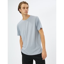 Koton Basic Spor Tişört Dikiş Detaylı Bisiklet Yaka Kısa Kollu Gri 3Sam10090Nk 3Sam10090Nk027 Gri