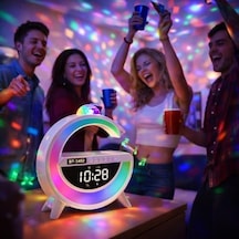 Led Işıklı Kablosuz Şarjlı Bluetooth Hoparlörlü Alarm Saati Mükemmel Ses, Işık Ve Konfor Tek Bir Cihazda