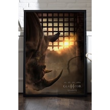 Gladyatör Siyah Ahşap Çerçeveli Poster, Dekoratif Film Duvar Tablosu