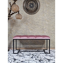 Zafir Siyah Boyalı - L - Ayaklı 100 Cm X 38 Cm Oturak - Bench - Makyaj Taburesi - Makyaj Oturak Pembe