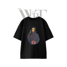 Thewert Tobi Naruto Tasarım Baskılı Ünisex Siyah Oversize T-shirt