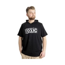 Mode Xl Büyük Beden Erkek T-Shirt Kapşonlu Toxıc 23119 Siyah 001