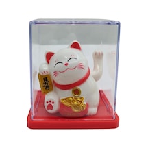 Maneki Neko El Sallayan Mini Şans Kedisi Beyaz Solar Güneş Enerjili 5x5cm Y5byz05 Diğer