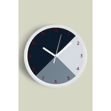 Soyut - Geometrik Temalı Modern Duvar Saati - 35cm - Önü Camlı Beyaz Kasa - Sessiz Mekanizma-jh0268 Beyaz