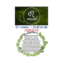 Gümüştel El Sanatları Sertifikalı Burç Taşı Aslan Burcu Zeberced Taşı Bileklik Çok Renkli